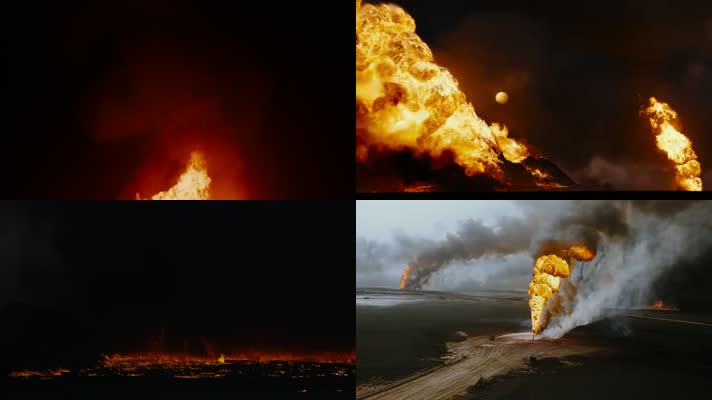 科威特伊拉克两伊战争油田油井大火灾燃烧