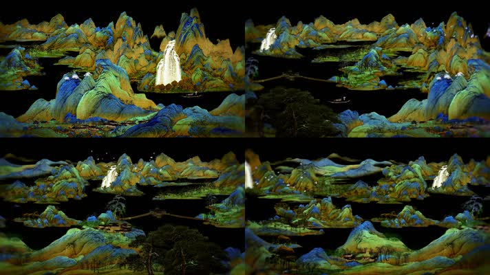 带通道千里江山图视频素材