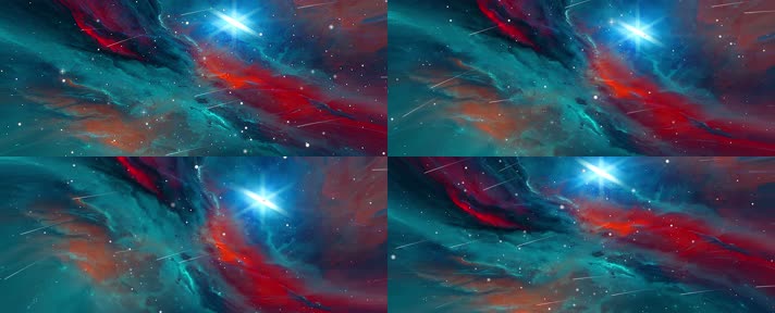 4k蓝色银河流星星空循环 星空背景 宇宙