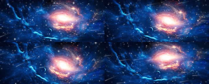 4k蓝色银河流星空 黑洞 穿越 宇宙