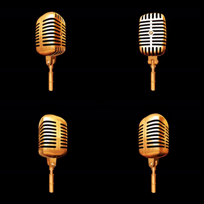 金色麦克风 舞台  金色话筒