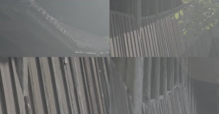 (4K) X浙江温州泰顺县廊桥桥身木结构特写