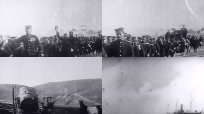 早期俄罗斯日本日俄战争士兵部队占领旅顺港