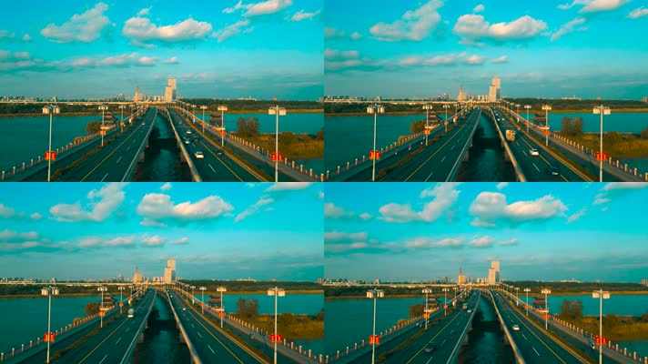 航拍4K车水马龙的广陵大桥