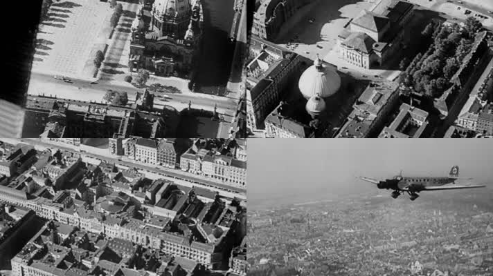 30年代德国柏林航拍城市街道建筑