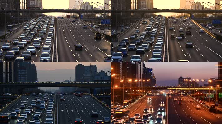 北京国贸桥车流繁忙