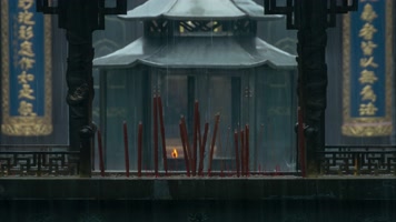 寺庙香炉香亭焚香雨中 寺庙香炉香亭焚香雨中