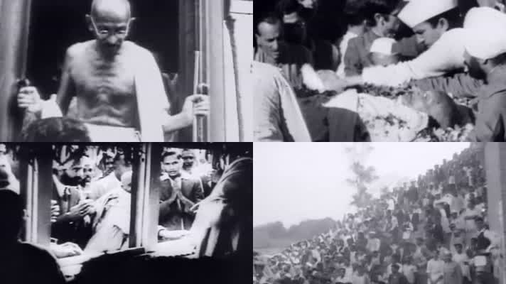 1948年印度领袖圣雄甘地葬礼国葬遗体火化