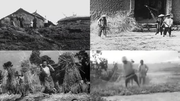 30年代早期中国农民打水粮食麦田丰收