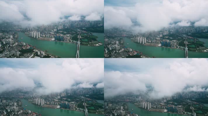 云端之上的海口航拍海南城市延时风光