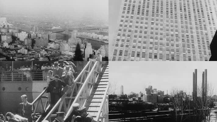 30年代美国纽约工业化城市商业区高楼大厦