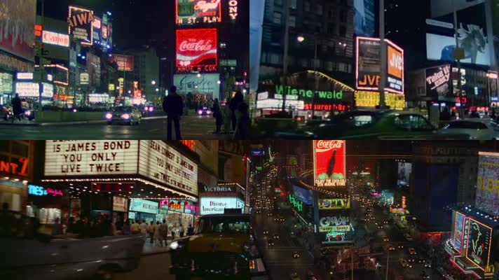 纽约百老汇城市街道路灯户外广告霓虹灯