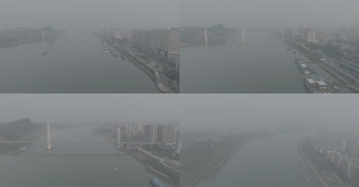 湖北省宜昌市夷陵长江大桥航拍大片六