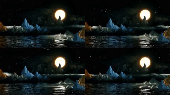 国风山水诗词朗诵晚会舞蹈中秋背景