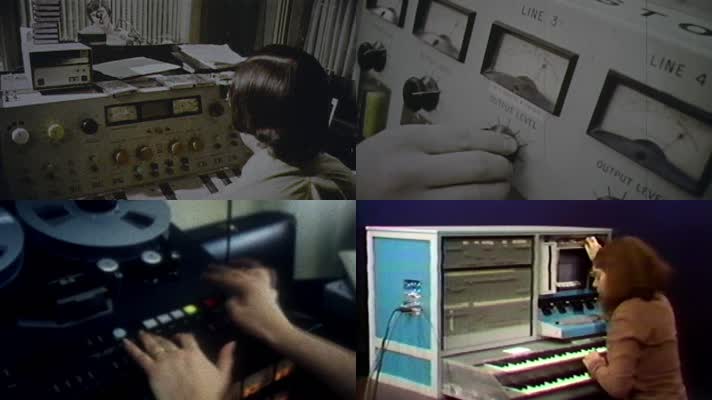 广播电台老式早期数字电脑记录新闻录制
