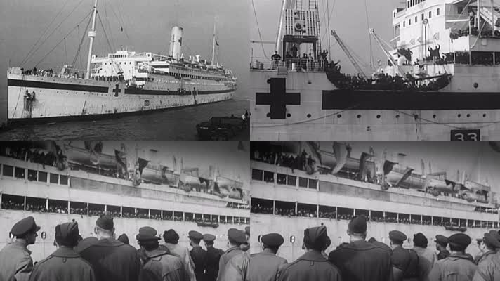 30年代红十字会医疗船停靠港口码头