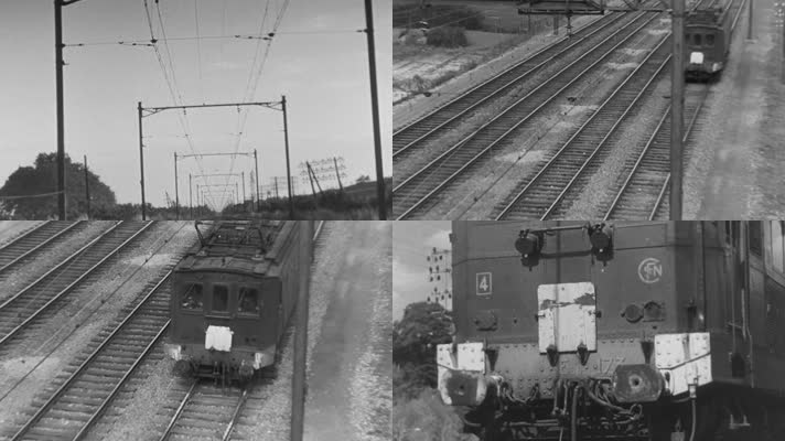 30年代老式电气火车轨道铁路行拍历史
