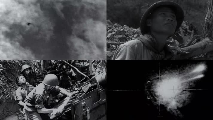 抗美援越防空部队高射炮击落美军战斗机