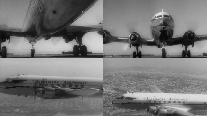 60年代阿根廷航空公司飞机滑行起飞降落