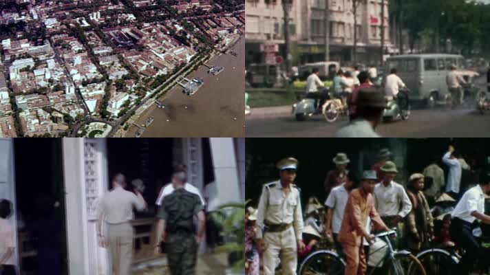 越南战争西贡胡志明市商业区建筑店铺