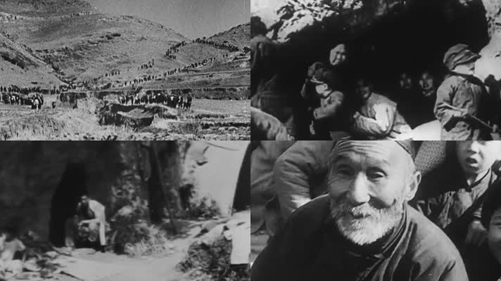 民国自然灾害饥饿战乱灾民难民领取救济粮食