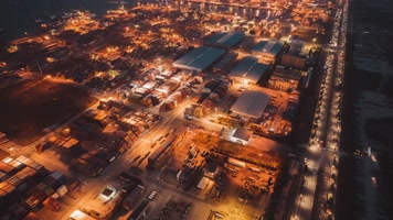 4K集装箱码头夜景车流