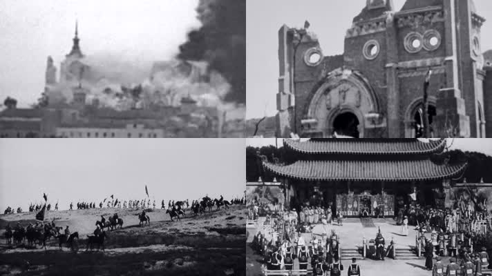 晚清外国列强清兵八旗兵骑兵抓捕义和团