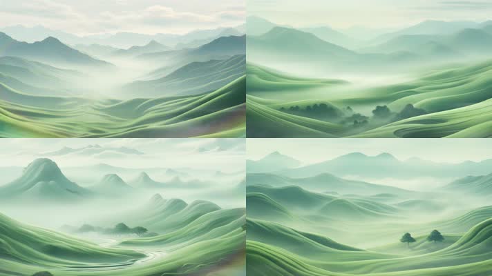 自然风景田野草地绿色超现实风景