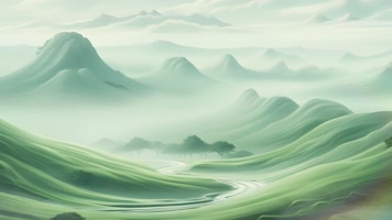 自然风景田野草地绿色超现实风景