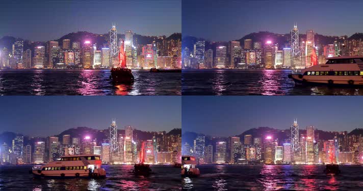 特写香港游船夜景