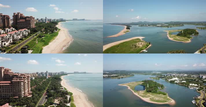 4K航拍 博鳌玉带湾 旅游风光