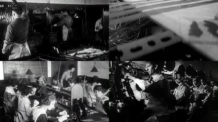 40年代电影冲洗胶片胶卷底片工厂车间