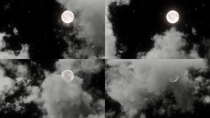 6月色 星空 云朵 夜景 月球 中秋