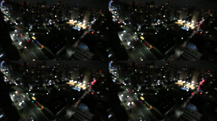 城市夜景俯瞰虚化镜头空镜头