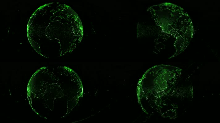 绿色光线的地球转动球体