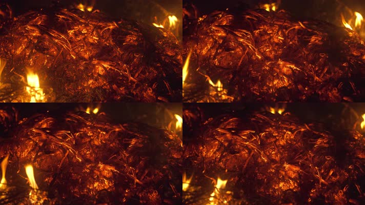 熊熊烈火木炭柴火焚烧秸秆火焰