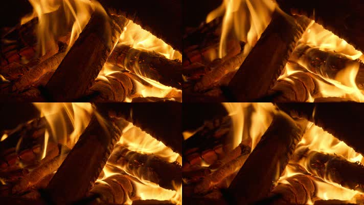 燃烧的木炭火木柴火焰篝火苗 燃烧的木炭火木柴火焰篝火苗