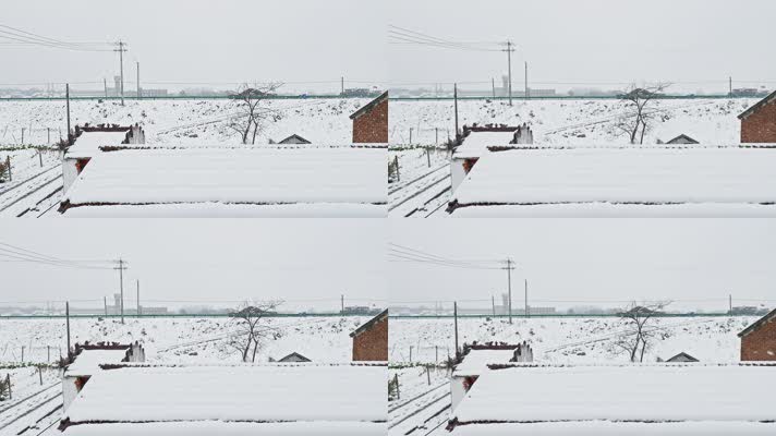 农村乡村冬季冬天鹅毛大雪下雪