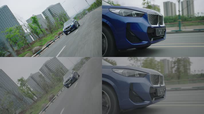 4k实拍宝马ix1多角度汽车城市路面行驶