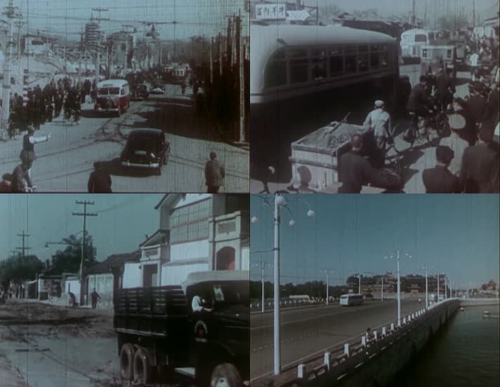 六七十年前的北京马路 马路洒水车 历史资