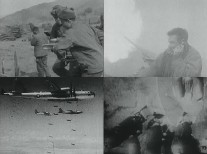 美国朝鲜战争 美国飞机大炮轰炸朝鲜 抗美