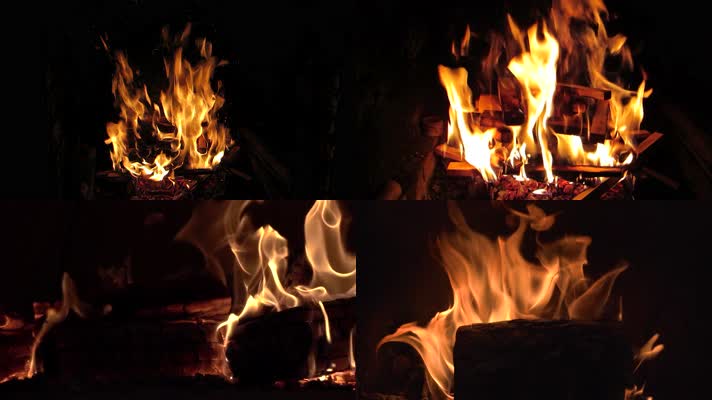 燃烧的木柴火堆