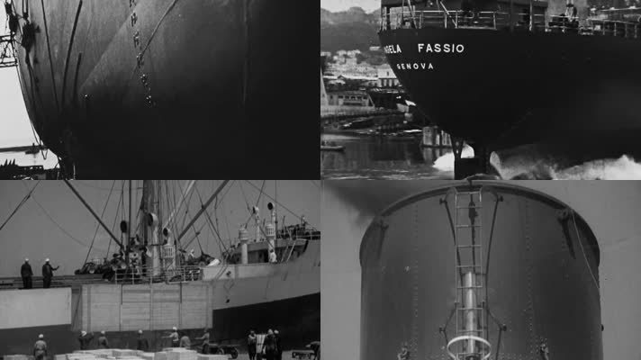 20年代蒸汽机轮船远洋豪华巨轮下水首航仪式