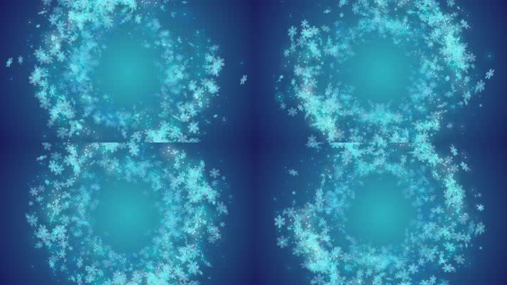 蓝色背景雪花旋转舞台背景片头片尾