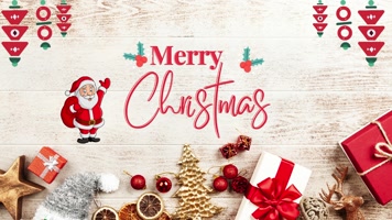 红色节日氛围圣诞快乐圣诞老人礼物