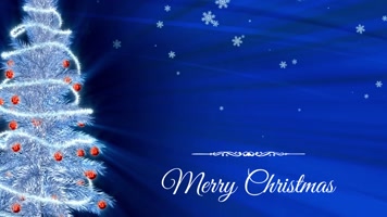 旋转的圣诞树蓝色背景节日氛围