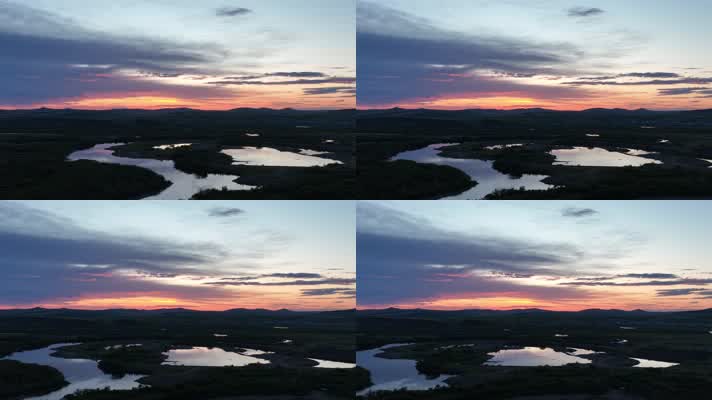 海拉尔河湿地晚霞风光 (1)草原的落日
