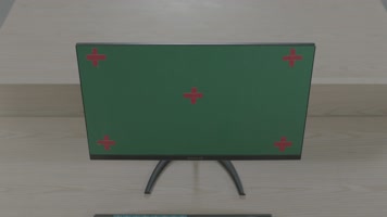 办公室多角度实拍电脑显示器绿幕