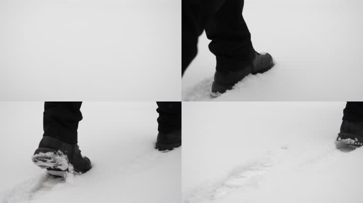 雪地脚步特写