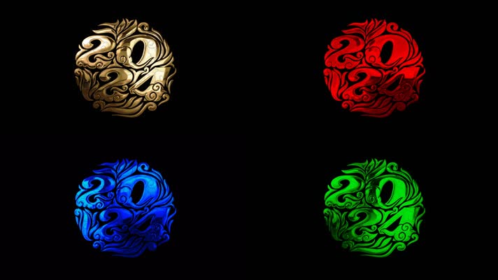 2024龙年祥云年标五彩透明通道